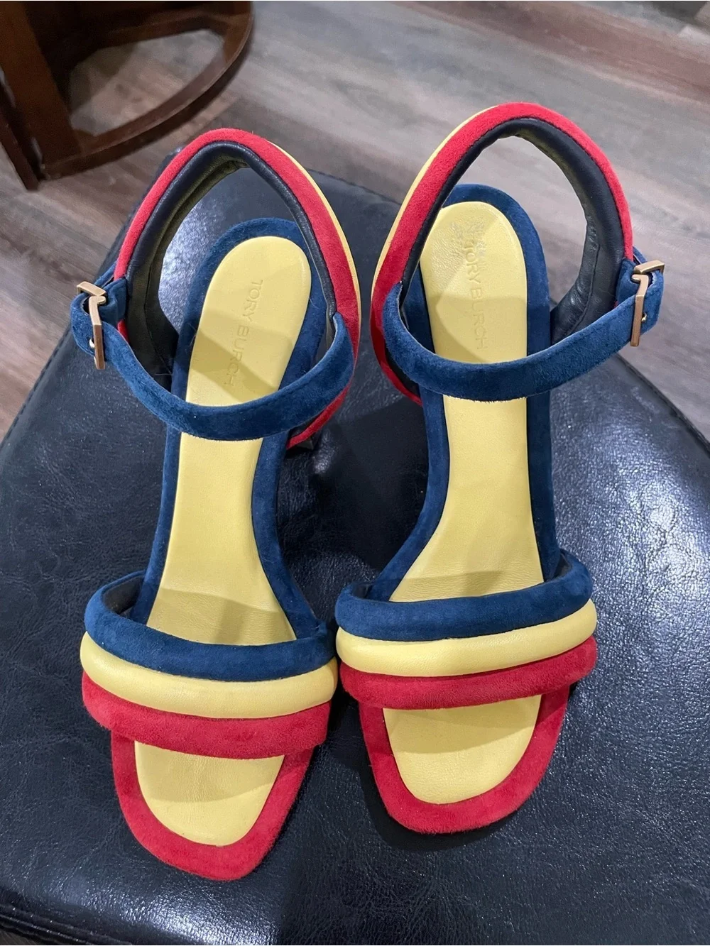 Tory Burch Multicolor Strappy Block Heel PUFFED UP SANDAL Size 7